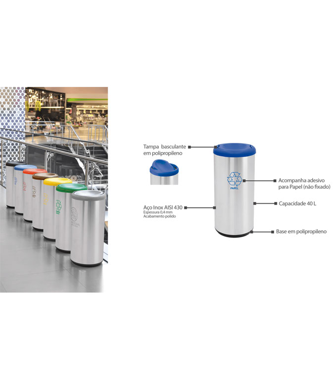 Bote Acero Tapa Polipropileno