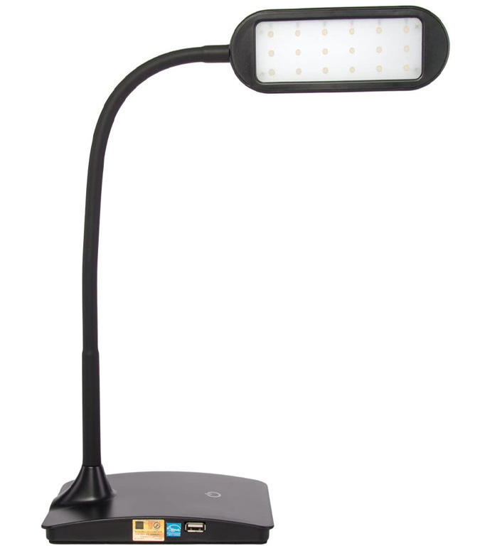 Lámpara De Escritorio LED OttLite Adapt - Con Puerto USB, 3 Brillos Y 3 Temperaturas De Color, Reduce Fatiga Ocular