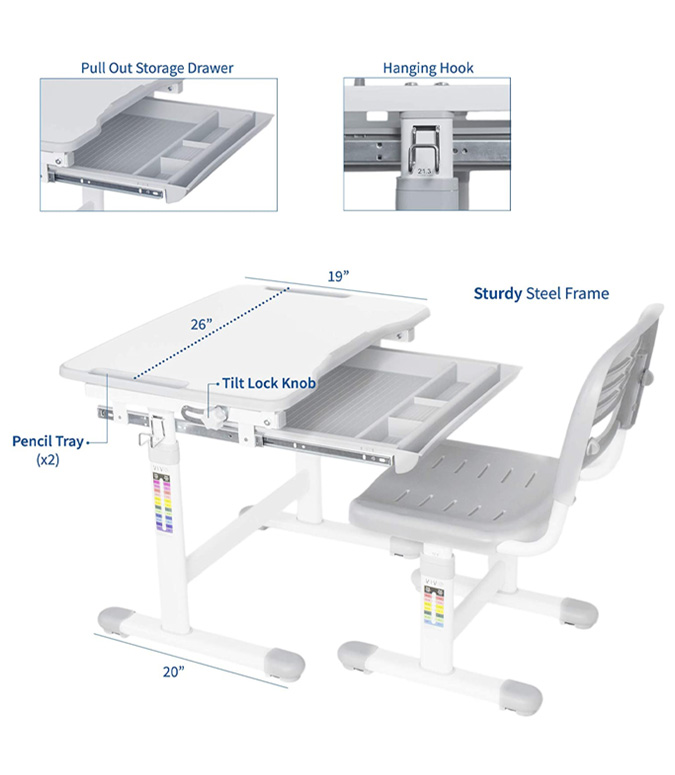 Escritorio inteligente ajustable para niños