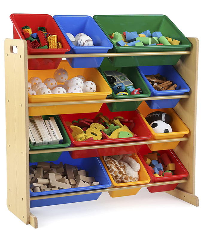 Organizador de juguetes para niños con cajas de almacenamiento